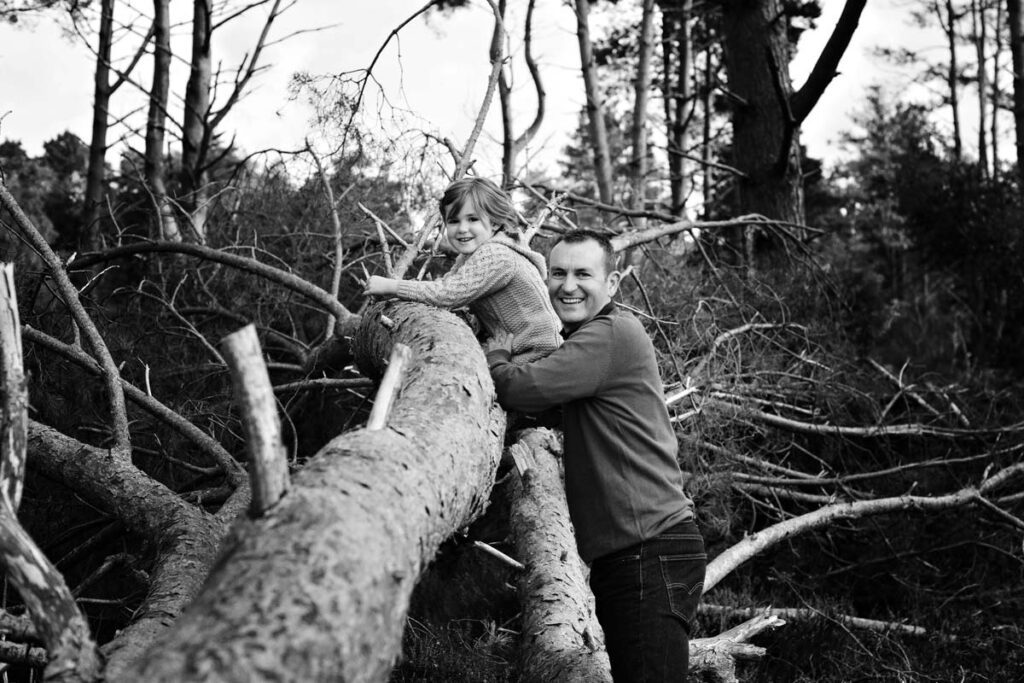 Portraits in the woods black and white images 